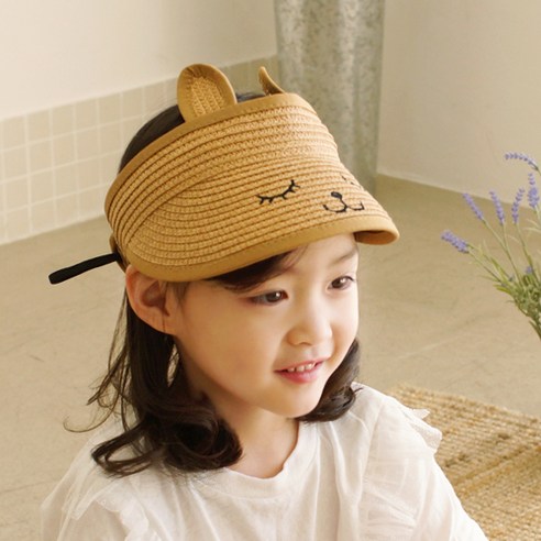 우주아이 여아용 잠토끼 밀짚썬캡
