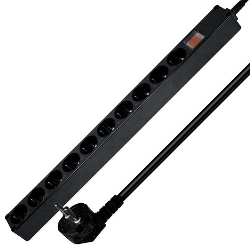 블랙탭 현대 블랙 PVC S/W 멀티탭 10구 HM16-1025, 2.5m, 1개