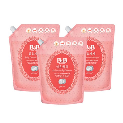 비앤비 섬유세제 리필, 1.5L, 3개