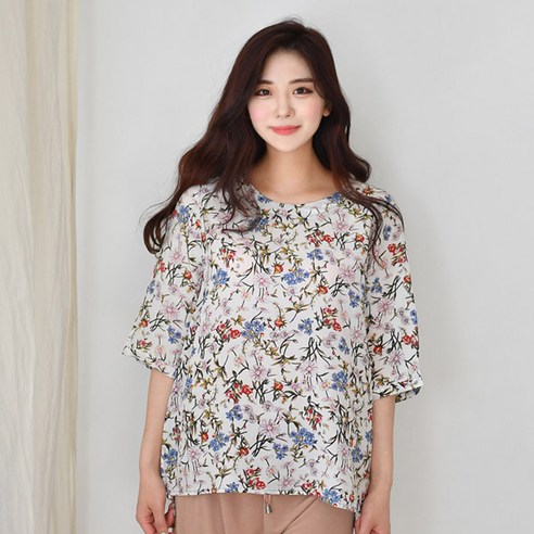 속옷미인 풍기인견 여성 7부 블라우스 블루나