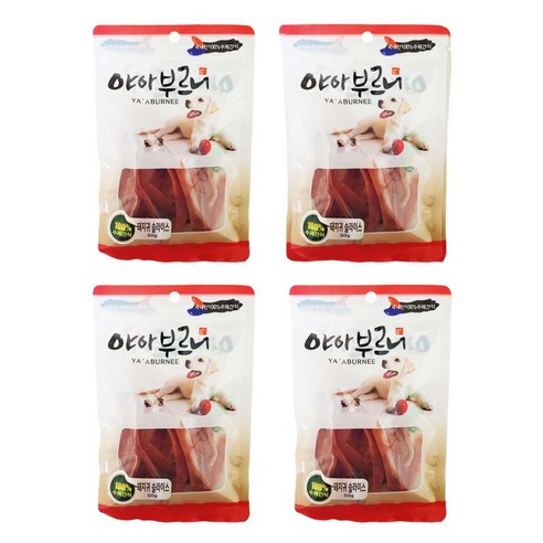 야아부르니 국내산 강아지 수제간식, 돼지귀슬라이스맛, 4개