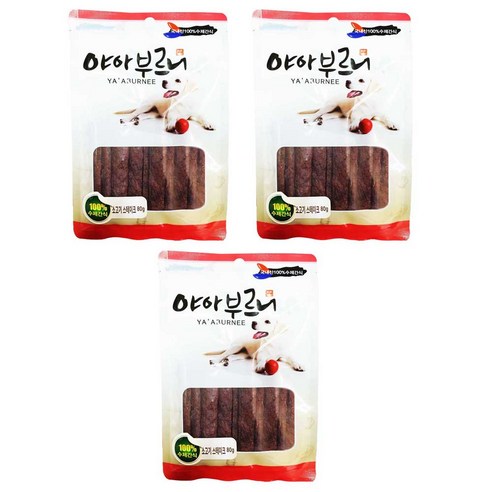 야아부르니 국내산 강아지 수제간식, 소고기스테이크맛, 3개