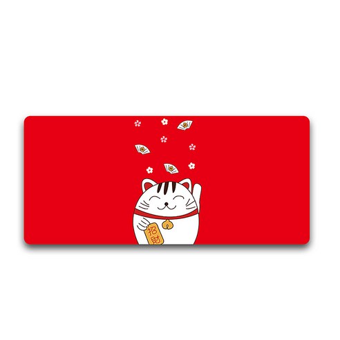 알럽컴 행운의 고양이 마우스 장패드 300 x 800 x 3 mm, 2TYPE(레드), 1개
