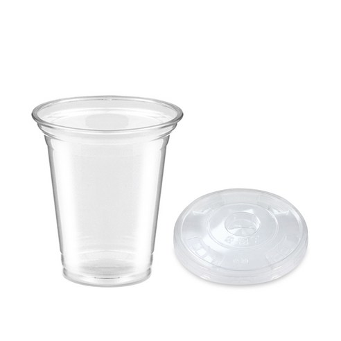 하이시스로지텍 PLA 아이스컵 + 평뚜껑, 100개입, 1세트, 410ml