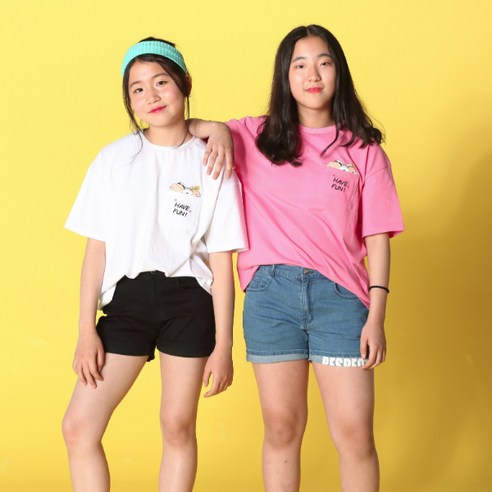 헬로아이 여아용 목욕탕 포켓짱구 티셔츠, 핑크