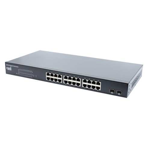 poe7128l2-10g 넥시 24 + 2 포트 기가비트 POE 스위치허브 350W + 2PORT SFP, NX-POE3224SL