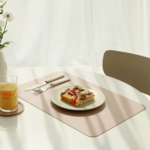 페니체 PU 투톤컬러 식탁매트 사각형, 인디핑크 + 그레이, 460 x 300 mm