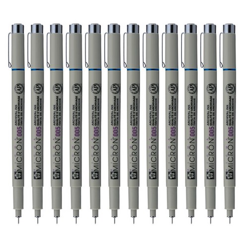 SAKURA 피그마 마이크론 005 젤잉크펜 0.2mm, 블루, 12개입