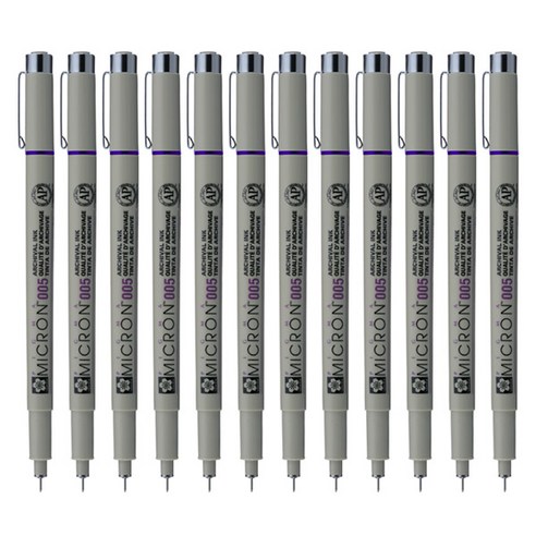SAKURA 피그마 마이크론 005 젤잉크펜 0.2mm, 퍼플, 12개입