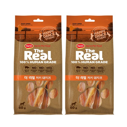 하림펫푸드 더리얼 저키 강아지 간식, 돼지귀맛, 2개