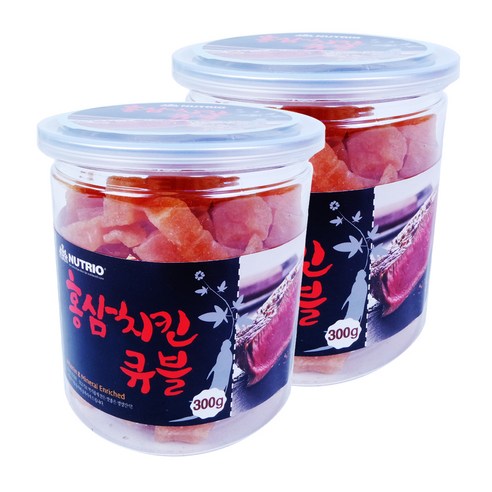 뉴트리오 스테이크 반려견 간식, 홍삼 + 치킨큐블 혼합맛, 300g, 2개