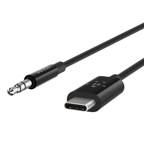 벨킨 3.5mm 오디오 AUX to USB C타입 케이블 0.9m, F7U079bt03, 블랙