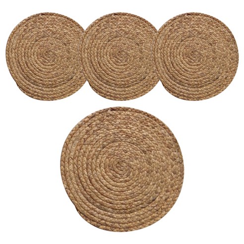 마켓피오 주방 밀짚 라운드 플레이팅매트 4p, 혼합 색상, 36cm