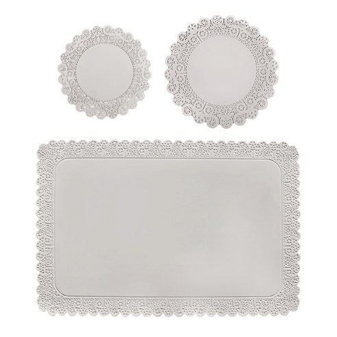 에이드엘 도일리 실리콘 테이블웨어 1인세트 3p, 베이지, 테이블매트(가로 428mm x 세로 282mm), 컵받침(9cm, 11cm)