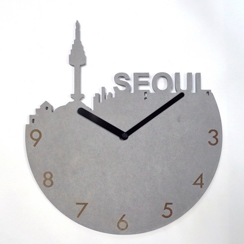 다니우드 서울 이니셜 넘버 블랙바늘 벽시계, 연그레이