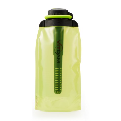 빛담 아웃도어 휴대용 미니 필터 물병, 연두, 860ml
