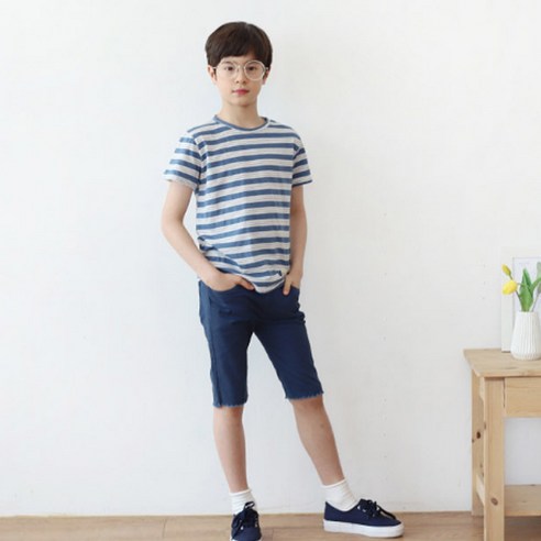 또래친구 남아용 라벨 단가라 티셔츠