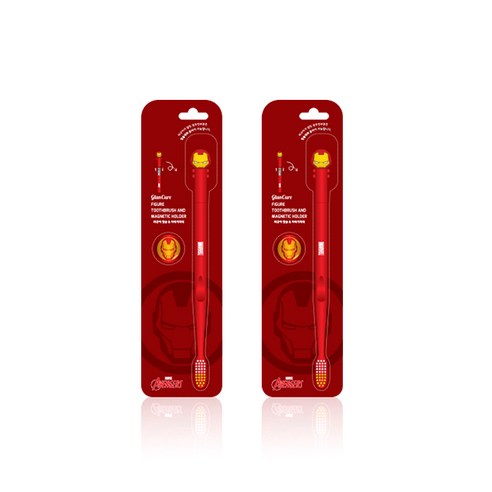 마블 아이언맨 피규어칫솔 + 자석거치대, 1개입, 2세트