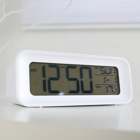도모도모 모던 심플 디지털 알람탁상시계, 화이트