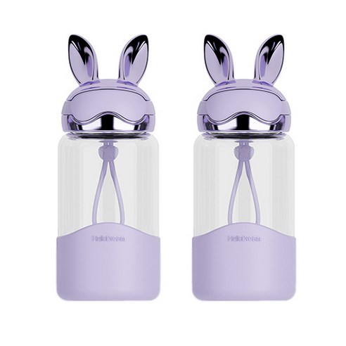 푸코 파일럿래빗 내열유리 보틀 2p, 퍼플, 340ml