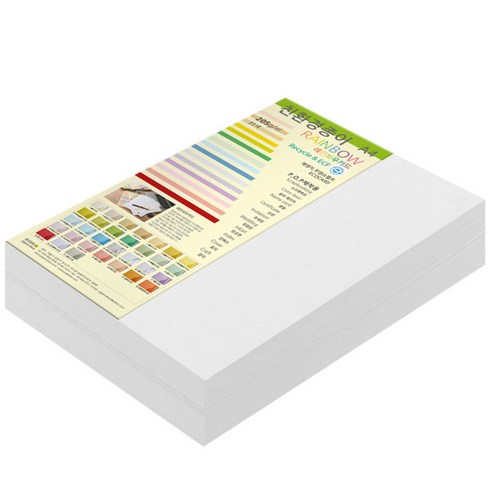 종이문화 두꺼운양면카드지 레인보우카드 No.30 스노우화이트, A4, 200매