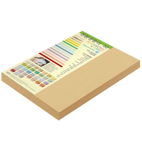 종이문화 두꺼운양면카드지 레인보우카드 No.04 버프, A3, 80매