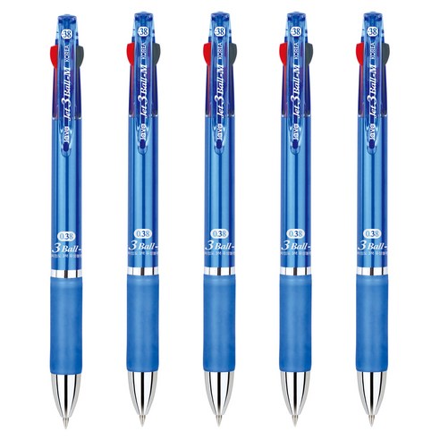 자바펜 제트3볼 M 멀티펜 0.38mm, 블루, 5개
