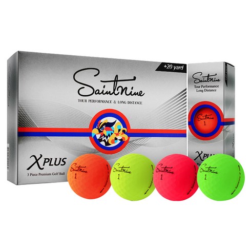 넥센 세인트나인 X 플러스 골프공 3피스 42.67mm, 무광(혼합 색상), 12개, 1세트