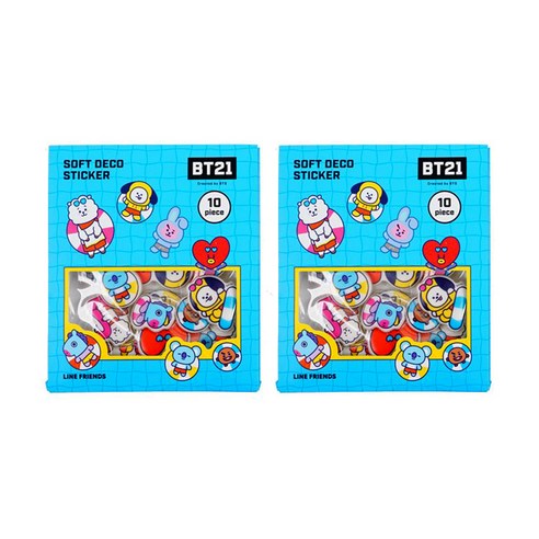 BT21 엠보플레이크 스티커, 썸머, 2개