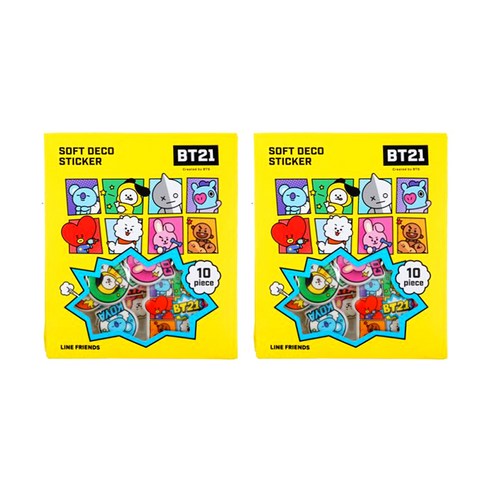 BT21 엠보플레이크 스티커, 코믹팝, 2개