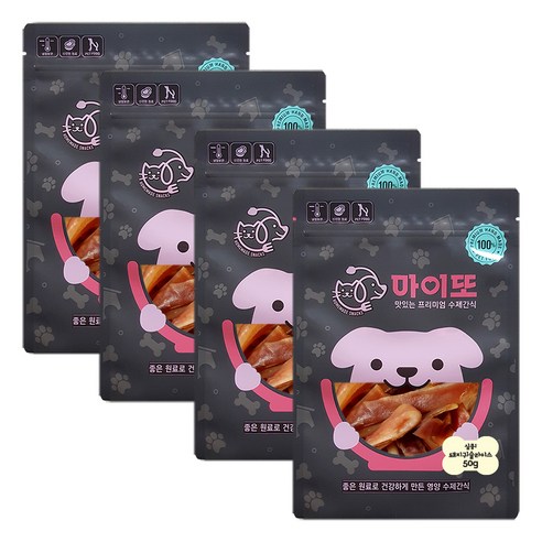 마이또 심쿵 반려견 국내산 수제간식, 돼지귀슬라이스맛, 4개입