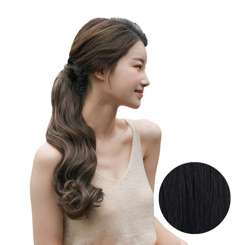 가발매니아 포니테일 올림머리 가발 플럼, 다크블랙, 1개