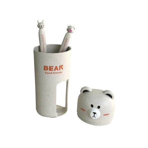 더에르고 곰돌칫솔보관세트, 오렌지, 1세트