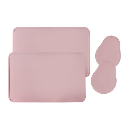 에이드엘 다이닝 실리콘 테이블웨어 2인세트 4p, 인디핑크, 테이블매트(가로 428mm x 세로 282mm), 컵받침(가로 105mm x 세로 135mm)