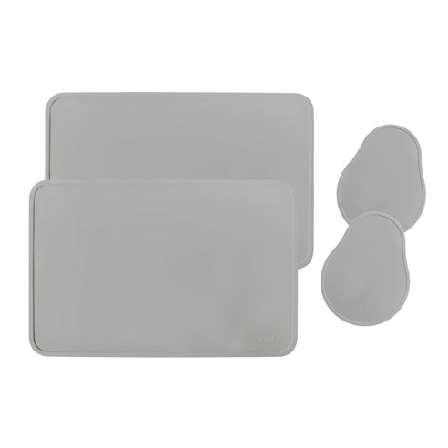 에이드엘 다이닝 실리콘 테이블웨어 2인세트 4p, 라이트그레이, 테이블매트(가로 428mm x 세로 282mm), 컵받침(가로 105mm x 세로 135mm)