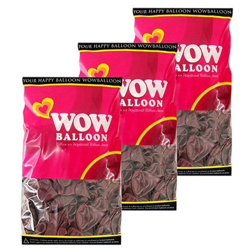 와우파티코리아 와우 풍선 13cm 100p, 펄버건디, 3개