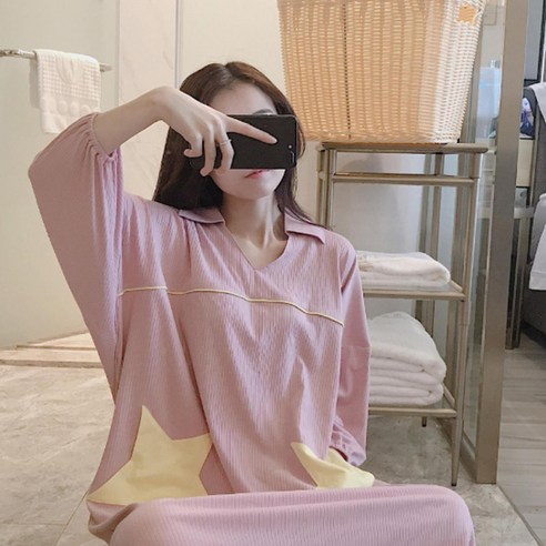 저스틴 여성용 루즈핏 포켓 투스타 원피스 잠옷