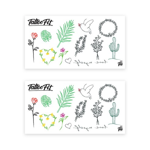 타투에이전트 타투핏 데일리 타투 스티커 NORMAL TATTOO, N07 Greeny day, 2개