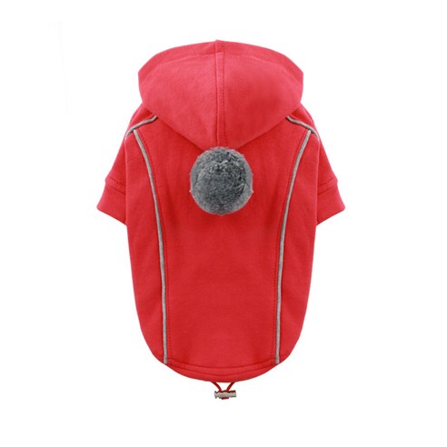 퍼피엔젤 POMPOM 리버시블 스포츠 강아지 후드집업 PA-OW377, Red