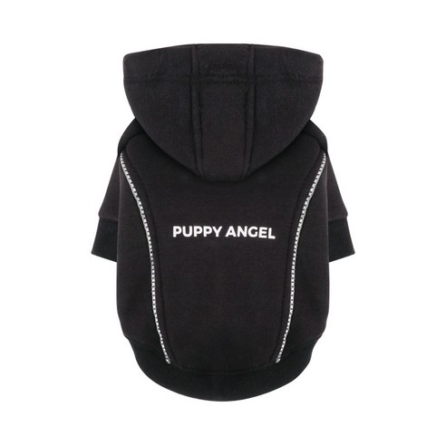 퍼피엔젤 반려동물 ANGELER 네모 라인 후드 집업, 999 BLACK, 1개