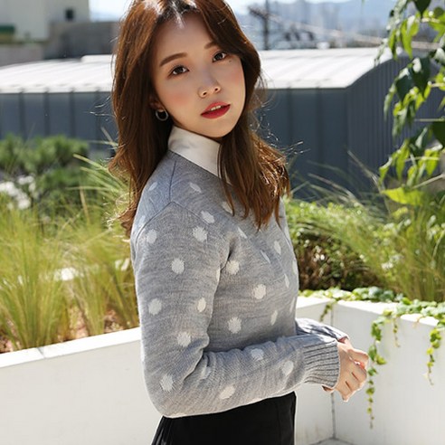 핑예 여성용 물방울패턴 니트