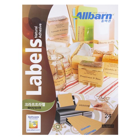 올바른 크라프트라벨 레이저 잉크젯공용 3X8 AL024KR, 24칸, 100개
