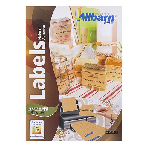 올바른 크라프트라벨 레이저 잉크젯공용 2X4 AL008KR, 8칸, 100개