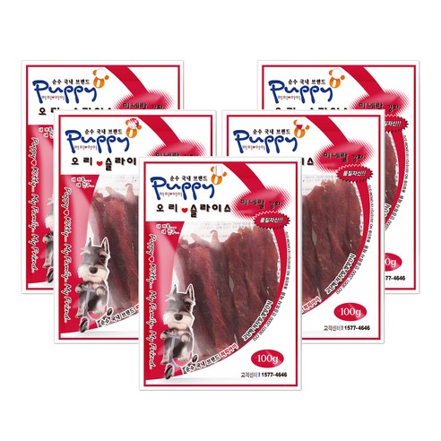 퍼피아이 강아지 간식 100g, 오리고기, 5개