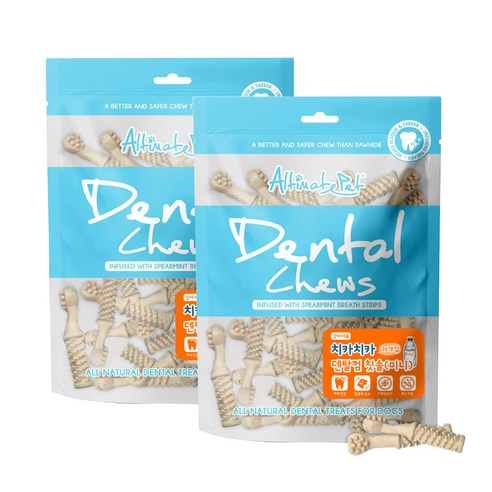 치카치카 덴탈껌 칫솔 미니 강아지간식, 스피아민트, 150g, 2개