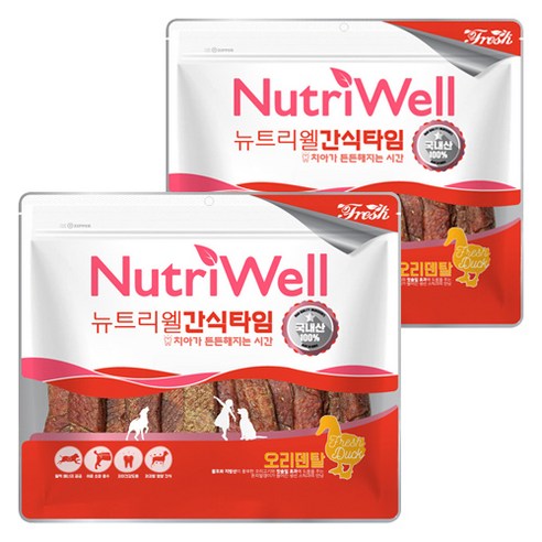 뉴트리웰 간식타임 강아지 육포, 오리덴탈, 2개