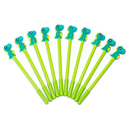 파티팡 캐릭터볼펜 공룡 0.5mm, 그린, 10개