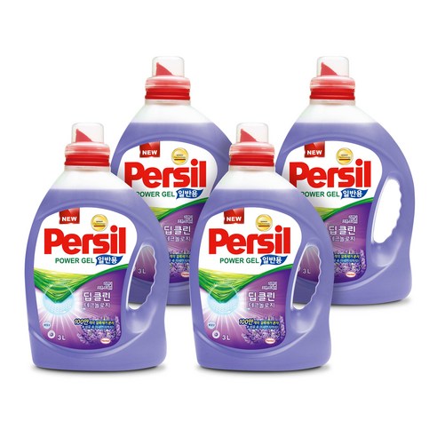 퍼실 딥 클린 테크놀로지 액상세제 라벤더 일반용 본품, 3L, 4개