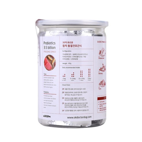 닥터독 35억 유산균 동결건조간식 60g, 참치, 1개