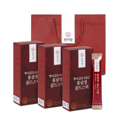 천지양 뿌리깊은 6년근 홍삼정 골드스틱 + 쇼핑백, 10ml, 1개